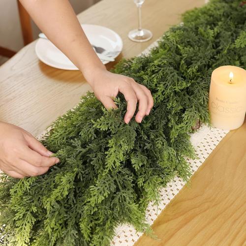 Real Touch Christmas Cedar Garland -9ft Artificial Garlands Faux Cedar Fake Pine Needles Garland for Fireplace,Table,Window,Stairs,Mante,Holiday Indoor Outdoor Xmas Decor(1PCS)