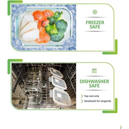 Clear 5 Pack PrepNaturals 5 Pack 30 Oz Glass Meal Prep Containers - Dishwasher Microwave Freezer Oven Safe - Glass Storage Containers with Lids (Multi-Compartment)
