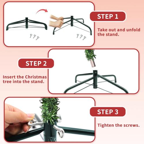 MNKXL 16 Inch Metal Christmas Tree Stand for 4 to 10ft Christmas Trees, Heavy Duty Folding Christmas Tree Stand, Universal Artificial Christmas Tree Stand Replacement