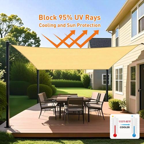 Artpuch Rectangular Breathable UV Block Sun Shade Sail Outdoor Covering Cloth for Deck, Backyard, 16'X20', Sand (Customized Available)