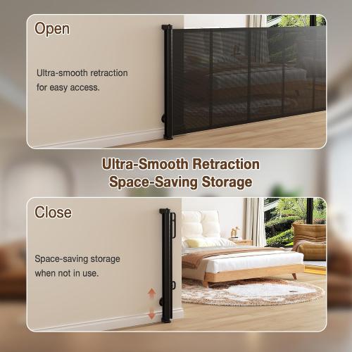 Upgraded 120 inch Retractable Baby Gates Extra Wide with Reinforced Strip Design, Mesh Saftey Gate for Pets, 42 Extra Tall Retractable Gates, 10 FT Retractable Dog Gate for Indoor/Outdoor