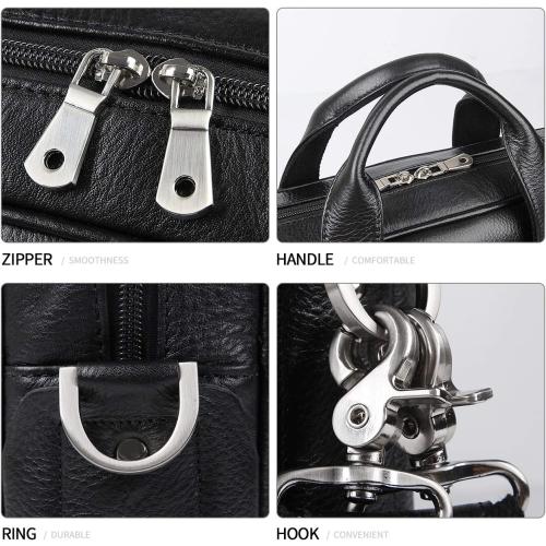 Augus Leather Laptop Briefcase for Men,Waterproof Travel Messenger Duffle Bags 15.6 Inch Laptop Bag