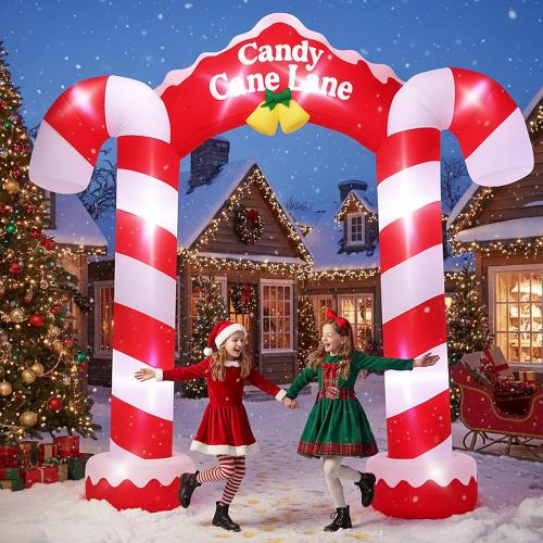 Soulchen 10ft 2025 Giant Candy Arch Inflatable Decoration Merry Christmas Arch Outdoor Decoration Built-in LED Light Blower Suitable for Indoor Outdoor Garden Yard Christmas Holiday Decor (Candy)