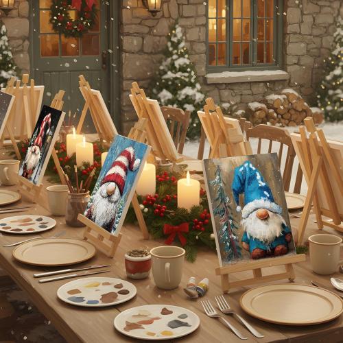 Sherr 12 Pcs Pre Drawn Canvas Pre Printed Canvas Set for Adults Cute Printed to Paint Set Theme Painting for Valentine's Day Party Favor(Xmas Gnome,8 x 10 Inch)