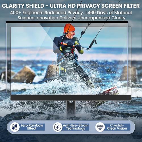 Magnetic 24 Inch Privacy Screen for Frameless Monitor 16:9 Aspect Ratio,Hanging Blue Light Screen Protector Eye Protection Anti-Spy Shield, 24in Removable Privacy Filter