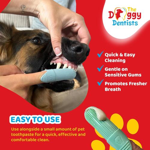 Dog Toothbrush Cat Puppy Finger Toothbrush | Pack of 2 with Storage Cases | Remove Plaque & Tartar Fights Bad Breath | 360° Bristles | Cat Dog Teeth Cleaning Products