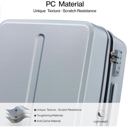 Size 20inch Color Grey MILADA 20 Inch Carry On Luggage Airline Approved 22x14x9 Luggage Carry On Suitcase Hard Shell Suitcases with Wheels Carry on Bag Travel Luggage with TSA Lock,Grey
