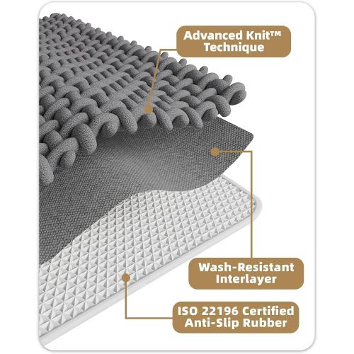 Color&Geometry 20x24 Chenille Toilet Rugs U Shaped Stain Resistant,Khaki