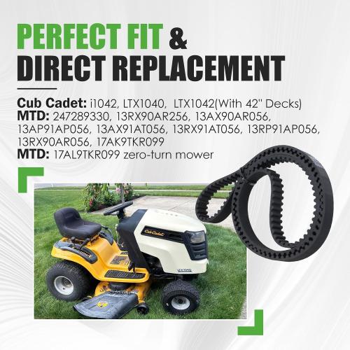 954-04167 Mower Deck Timing Belt Fit for MTD Cub Cadet i1042 LTX1040 LTX1042 17AL9TKR099 with 42 Timed Decks Replace# 754-04167 (3/4 X 59-1/2)