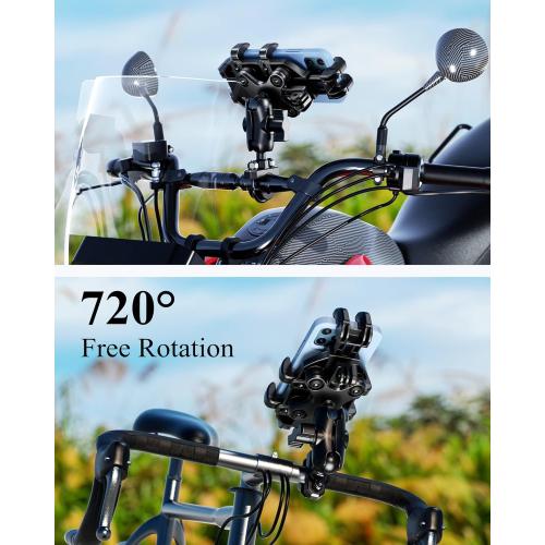 BRCOVAN Motorcycle Phone Mount Holder with Vibration Dampener, Anti-Shake Handlebar Cellphone Cradle for Bike Bicycle Scooter ATV, Adjustable Fit 5.4-6.9'' Smartphone