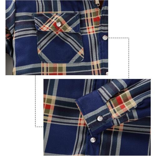 Size L...DOSLAVIDA Men's Flannel Shirt Jacket Quilted Lined Winter Coat Long Sleeve Button Dwon Shirt Warm Hooded Plaid Jacket Navy