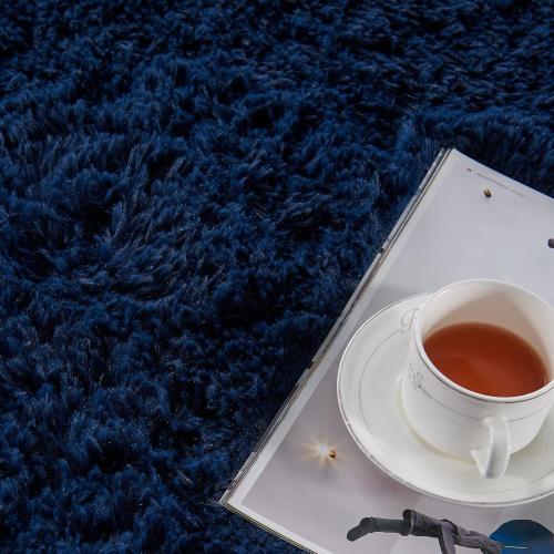 TABAYON Shaggy Navy Blue Rug, 2x3 Area Rugs for Living Room, Anti-Skid Extra Comfy Fluffy Floor Carpet for Indoor Home Decorative