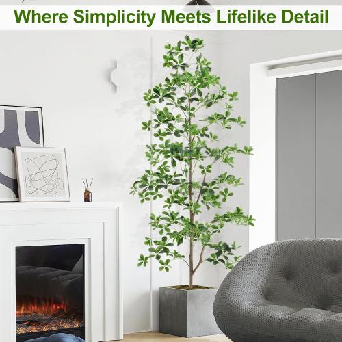 Keeplush 7ft Tall Artificial Black Olive Tree with 1260 Lifelike Leaves, Tall Fake Greenery Olive Silk Plants Artificial Tree Indoors in Pots, Faux Olivo Tree for Living Room Office Decor