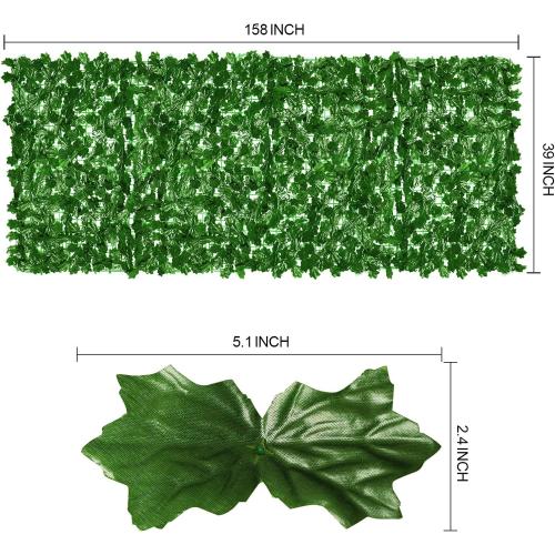 Artificial Ivy Privacy Fence Screen 158 x 39 Inch Faux Ivy Fence, Expandable Privacy Wall Screen Ivy Leaves Hedge Fence Panels for Decoration, Garden, Indoor, Outdoor, Backyard