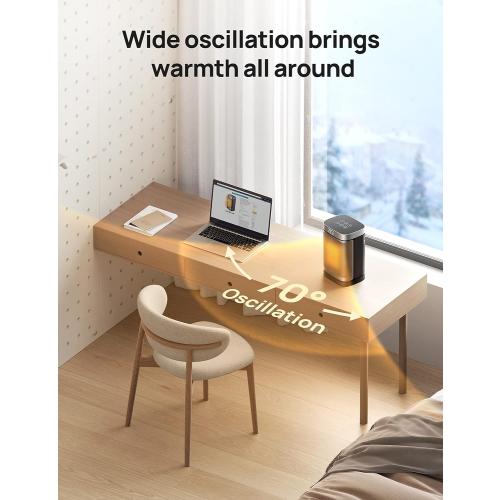 Dreo Space Heater, 1500W Portable Electric Heaters for Indoor Use, PTC Ceramic Heater for Office with Remote, Thermostat, 70°Oscillation, 12H Timer, 5 Modes, Safe Quiet Room Heater for Bedroom