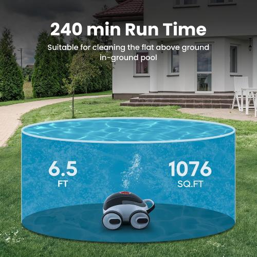 (New Upgraded) Higgsinno ezSpirit 01 Cordless Robotic Pool Cleaner, Lasts up to 240 Mins, Automatic Pool Vacuum with App,Ultra-fine Dual Filter Ideal for Above/In-Ground Pools up to 1,076 Sq.ft
