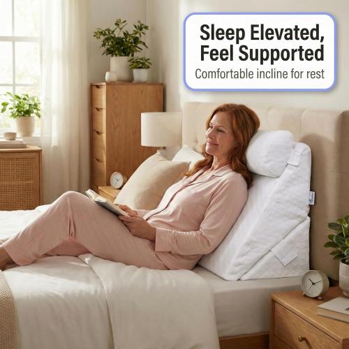 Wedge Pillow Set for After Surgery – Adjustable Headrest - Solid Memory Foam Incline System for Shoulder, Acid Reflux, Post Surgery & Sleep Apnea - Breathable Cover - Home Medical
