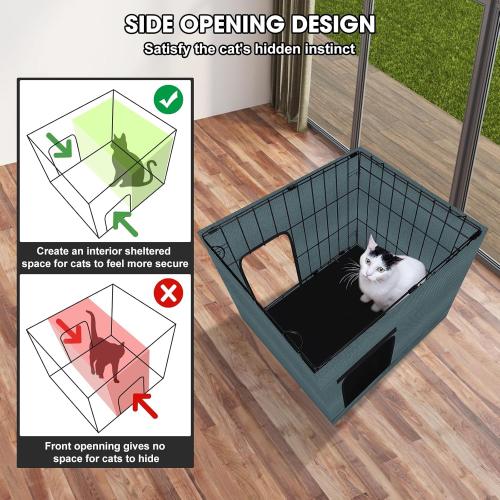 GASUR Large Heated Cat House for Outside Winter, 100% Waterproof Outdoor Cat House w/Cat Heating Pad, Insulated Cats Houses Outdoor w/Highly Elevated Base, Warm Cat Shelter for Outside Stray Barn