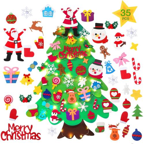 TOBEHIGHER Felt Christmas Tree - 3.4 FT Toddler Christmas Tree for Kids with 35 Ornaments, DIY Xmas Gifts for Kids, Wall Hanging Christmas Decorations, Wall Tree