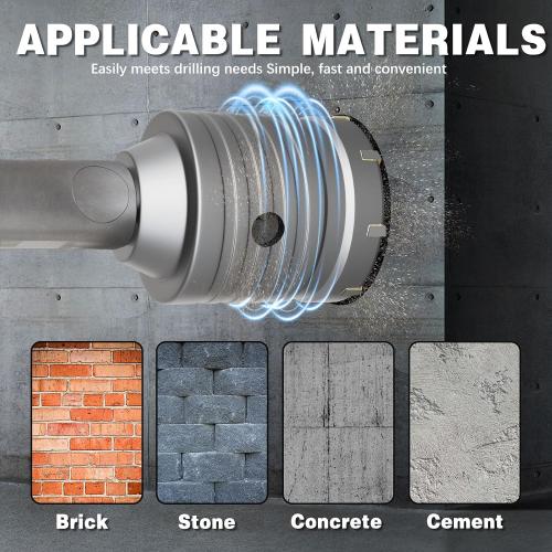 22PCS Concrete Hole Saw Kit, 30/40/50/65/80/100/110mm, Alloy Steel, Silver, Industrial, Hole Saw Set, Compatible with Stone, Brick, Cement, Wall Drilling