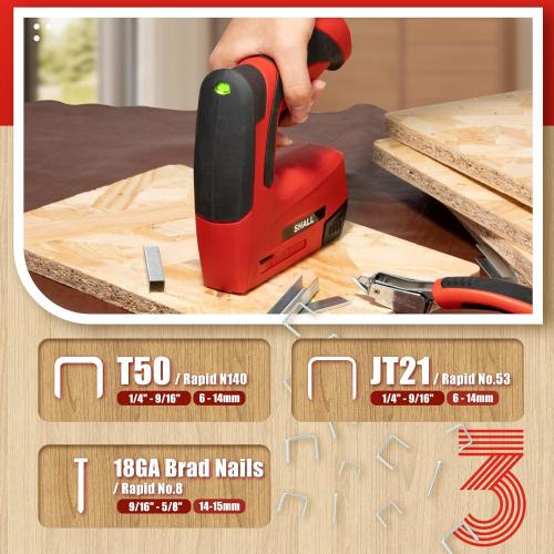 SHALL Electric Staple Gun, 3 in 1 Cordless Upholstery Stapler Nail Gun for Wood, 4V Rechargeable Brad Nailer Kit w/ 2500 Staples Nails, Staple Remover & Fast Charger for Crafts, DIY, Decoration