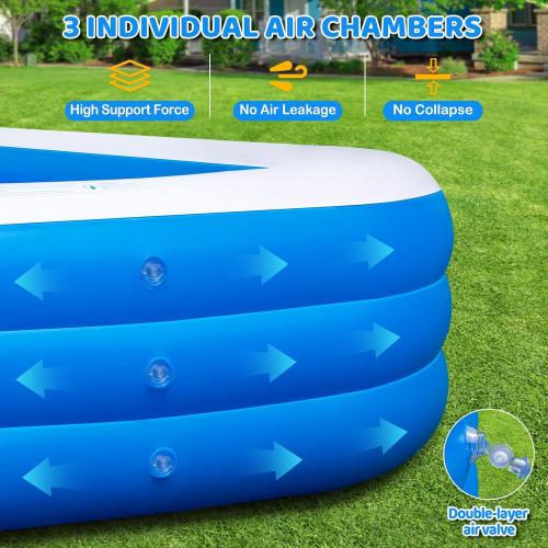 Large Inflatable Pool for Adults - 150 X 74 X 22 Oversized Blow Up Swimming Pool with Pump, Thickened Family Pools for Backyard Outdoor