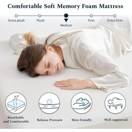 Twin Mattress, 8 Inch Memory Foam Mattress in a Box, Fiberglass Free Twin Size Mattresses for Pressure & Pain Relief, Soft and Comfortable
