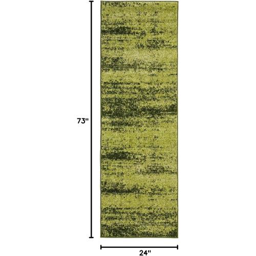 Unique Loom Del Mar Collection Area Rug - Lucille (Runner, Green/ Hunter Green)