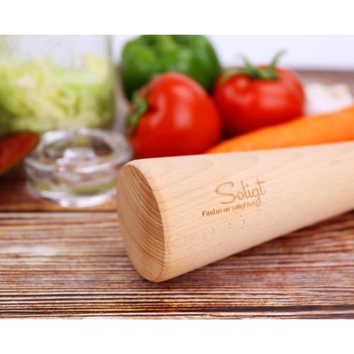12 SOLIGT Sauerkraut Pounder for Mason Jars Vegetable Fermentation- One Piece of Solid Wood