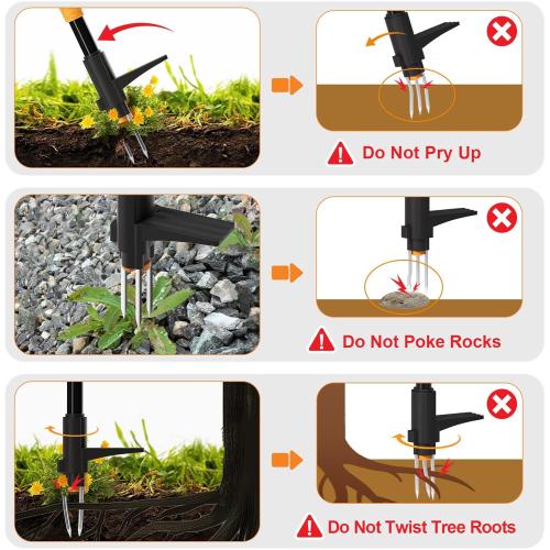 Weed Puller Tool, Fully Stand Up Weeding Tool With 3 Claws - Zero Bending and Back Saver, Effortless and Efficient Weed Remover, Durable and Lightweight Weeder, Ideal for Effortless Weed Removal
