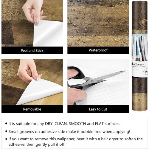 LACHEERY Butcher Block Countertop Contact Paper 160 x 24 Inch Wide Brown Wood Look Contact Paper for Countertops Counter Top Thick Shiplap Wallpaper Wood Grain Peel and Stick Wallpaper for Bathroom