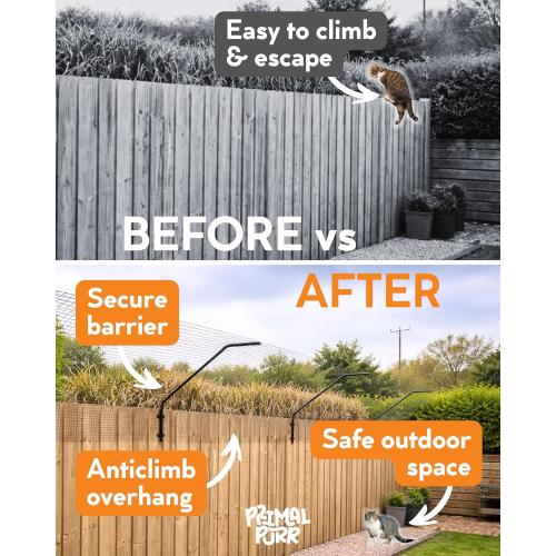 Cat Fence Outdoor Barrier - Top of Fence Height Extender Solution for Pets - Wall Topper – Invisible Solution for Small Dogs - Cat proofing Fence Extension - Catio (20m / 66ft)