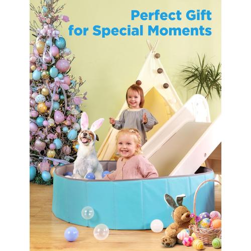Large Ball Pit for Toddlers - 44in Baby Ball Pool with Playmat, Hold Over 1000 Balls, Foldable Play Pit for Kids Dogs Indoor and Outdoor Games, Party Toys Gifts, Balls Not Include (Blue)