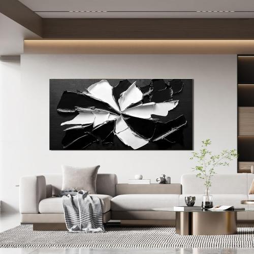 Abstract Wall Art Decoration Modern Wall Art Pictures for Living Room Abstract Canvas Art Wall Decor Minimalist Black and White Wall Art Prints Flowers Artwork for Walls Office Home Decor 20X40