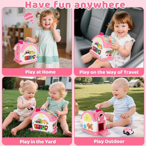 Montessori Toys for 1 Year Old Girls, Christmas First 1st Birthday Gifts for Girls, Musical Learning House Baby Toys for Ages 6 12 18 24 Months, Educational Bilingual Toy for Toddler Kids Age 1 2 3