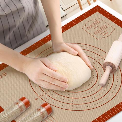 Silicone Pastry Mat, 16 x 24 Silicone Baking Mat for Counter Rolling Dough, Reusable Non-Stick Extra Large Dough Mat with Measurement for Pie Crust, Pizza and Cookies