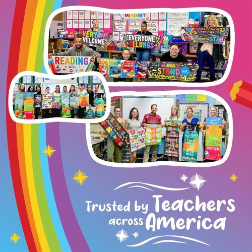 Sproutbrite 2 Large Motivational Posters Superhero Classroom Decorations - 13.5x39 Posters and Banners for Teachers - Bulletin Board and Wall Decor for Pre School, Elementary and Middle School - Inspires Students through Superhero Themes
