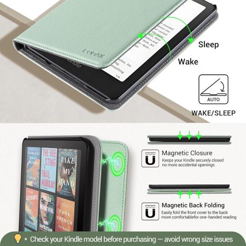 CoBak Stand Case for Kindle Paperwhite 12th Gen (7, 2024, SA568B SA569P) and Kindle Colorsoft Signature Edition – Not for 6.8 and 6 Models, Hand Strap, Auto Sleep Wake, Hard Shell, Snut Fit, Sage