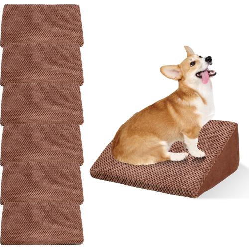 Brown 6 Pack 40D Dog Ramp for Stairs Suits for Small Dogs Cats, Pet Steps Stairs for Staircase Stairs with Anti-Slip Bottom and Self-Sticky Pads to Fix Suitable for Dogs Cats(6Pcs, Brown)