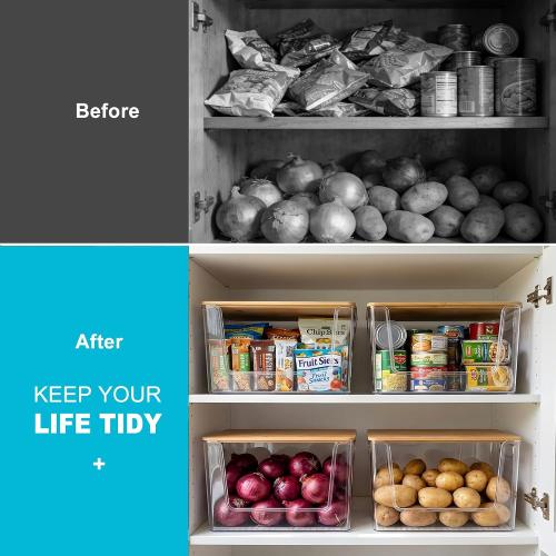 Pantry Organizers Storage, 2 Pack Large Clear Storage Bins for Onion, Potato, Garlic, Canned Food, Organizer Bins for Under Sink, Kitchen, Countertop, Bathroom