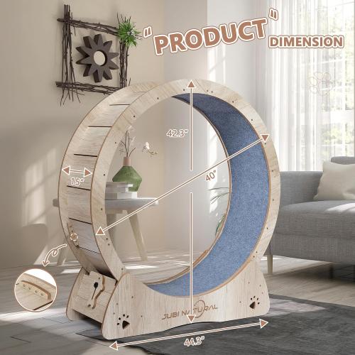 Cat Exercise Wheel, 40 Cat Running Wheel for Indoor Cats with Quiet Carpeted Runway, Cats Treadmill Wheels with Locking Mechanism, Cat's Weight Loss and Health
