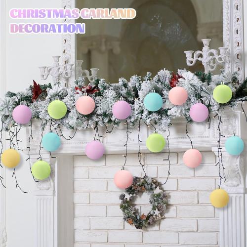 Gejoy 30 Pcs Pastel Christmas Bulbs Ornaments 2.36'' Pastel Candy Christmas Decorations Shatterproof Macaron Xmas Tree Balls Hanging Ornaments Pink Green Yellow Blue Rainbow Xmas Tree Decor