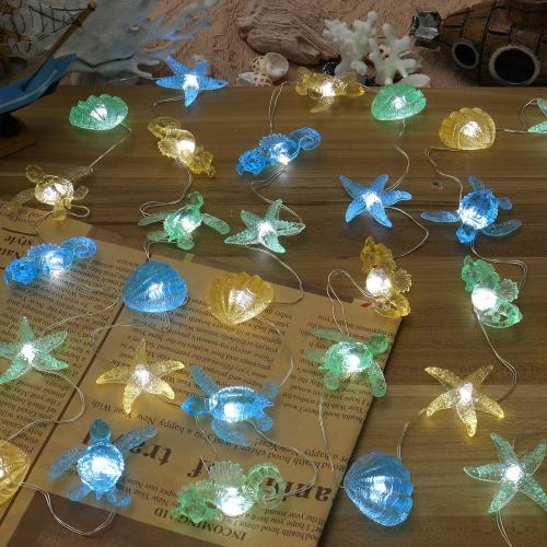 Ocean Themed Decorative Lights String of Marine Life Fairy String Lights Coastal Decor 10ft 30 LEDs Battery Operated with Remote Control for Beach Bedroom Decoration