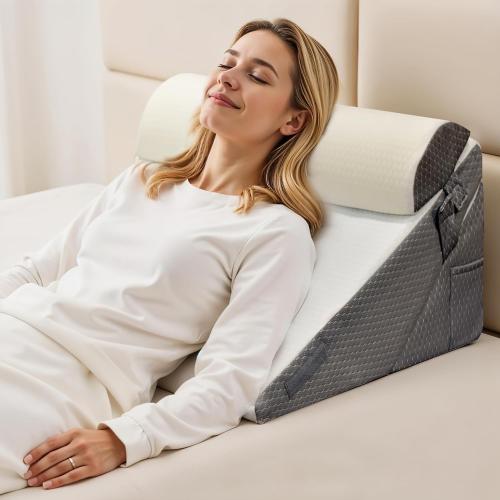 Adjustable Wedge Pillow Set for Sleep Apnea & Acid Reflux | Orthopedic Bed Wedge for Headboard Support, Back Pain Relief, Post-Surgery & Snoring | Back Pillow for Sitting Up & Sleeping