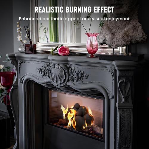 Stanbroil 12PCS Ceramic Fireplace Balls, 4 Sizes Mixed, Black