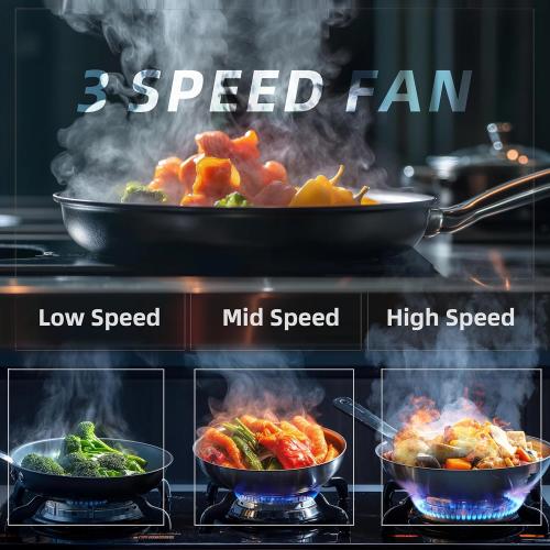 FIREGAS Range Hood 30 inch Wall Mount Type with Ducted/Ductless Convertible, 450 CFM Stainless Steel Chimney-Style Kitchen Hood, Over Stove Vent Hood with 3 Speed Fan, LED Light, Charcoal Filters