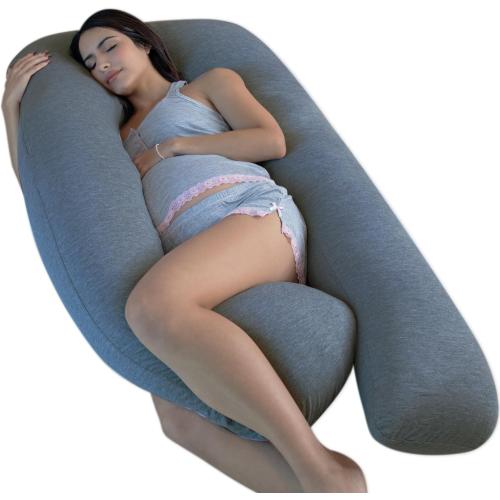 Pharmedoc Pregnancy Pillows, U-Shape Full Body Pillow - Solid – Cooling Removable Cover Dark Grey – Pregnancy Pillows for Sleeping – Body Pillows for Adults, Maternity Pillow and Pregnancy Must Haves