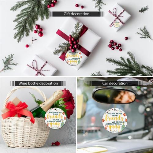 Christmas Friendship Ornaments for Friends, Xmas Gifts for Women Sister Bestie, Round Two, Sided Printed Ceramic Decor Keepsake