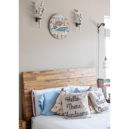 18 Wooden Multi-Color Maritime Coastal Beach Large Number Wall Clock (Blue, 18 inch)