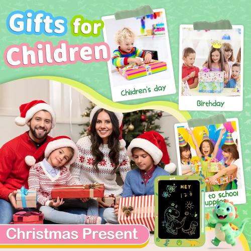 LCD Writing Tablet for Kids, Colorful Screen Drawing Board for 3-7 Year Old Boys & Girls - Educational Toys for Birthday & Christmas (Dinosaur)